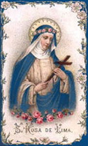 Saint Rose of Lima holding a cross